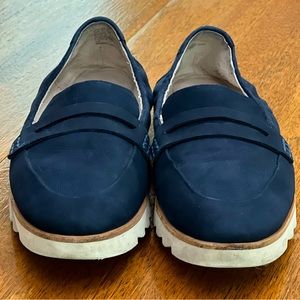 Caslon Blue Suede Shoes Size 7.5 Leather Upper Penny Loafer Nordstrom